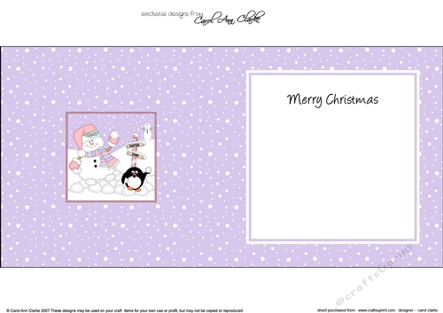 Christmas Snowman Oli and Pip Penguin have a Snowball fight at the North Pole insert square landscape
