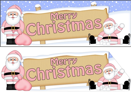large DL MERRY CHRISTMAS Santa Signpost 3D decoupage