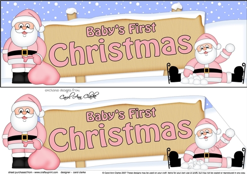 large DL Merry BABY FIRST CHRISTMAS Santa Signpost 3D decoupage