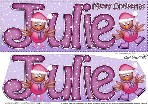 Large DL Merry Christmas JULIE 3D decoupage 