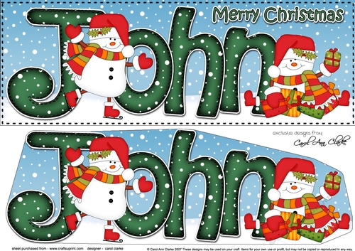 Large DL Merry Christmas JOHN 3D decoupage 