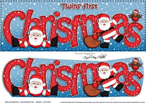 Large DL TWINS FIRST CHRISTMAS 3D decoupage 