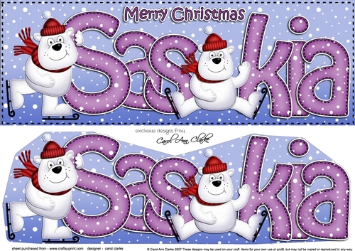 Large DL Merry Christmas SASKIA 3D decoupage 
