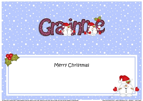 Large DL Merry Christmas GRAINNE insert