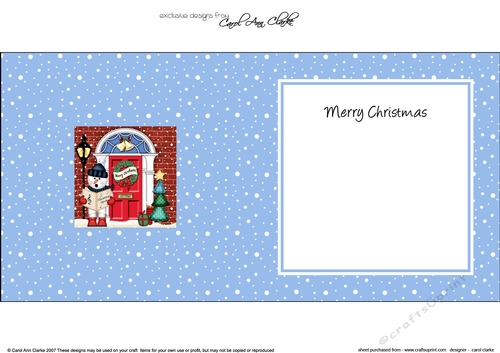 Cute Snowman is Carol Singing at the Christmas Door matching insert square landscape