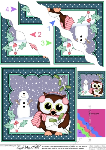 Christmas Little Hoot Owl has a Letter for Santa Wavy Corner side stacker Topper