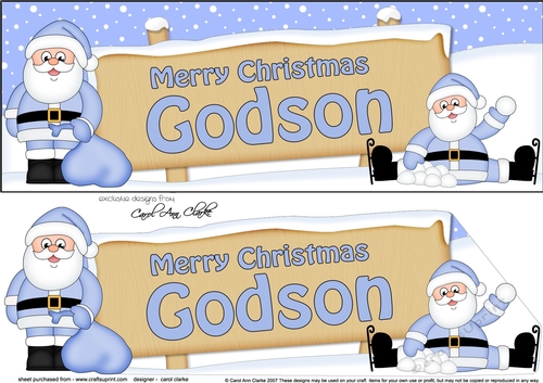 large DL Merry Christmas GODSON Santa 3D decoupage
