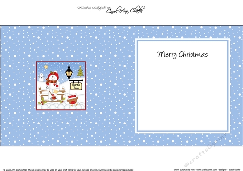 Christmas Snowman Rio is clearing Snow at the North Pole insert square landscape