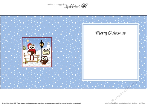 Christmas Little Hoot Owls have a Snowball Fight at the North Pole insert square landscape