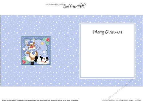 Christmas Rudolph & Pip Penguin have a Snowball Fight insert square landscape