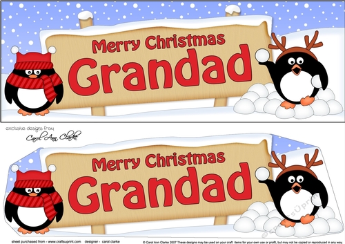 large DL Merry Christmas GRANDAD Penguins 3D decoupage