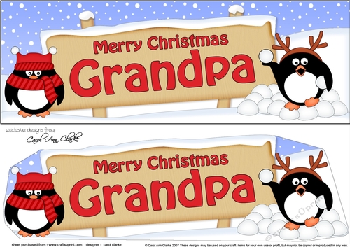 large DL Merry Christmas GRANDPA Penguins 3D decoupage