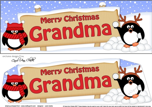 large DL Merry Christmas GRANDMA Penguins 3D decoupage