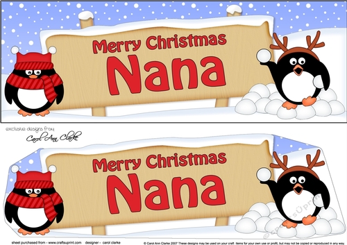 large DL Merry Christmas NANA Penguins 3D decoupage