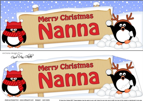 large DL Merry Christmas NANNA Penguins 3D decoupage