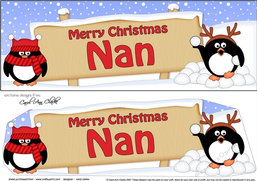 large DL Merry Christmas NAN Penguins 3D decoupage