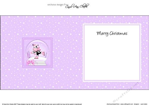 Christmas Snowglobe Milly Moo Cow goes Skating matching insert square landscape