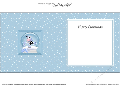 Christmas Snowglobe Milly Moo Cow goes Skating matching insert square landscape