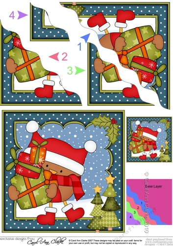 Christmas Bobbin Robin delivers lots of Presents Wavy Corner side stacker Topper