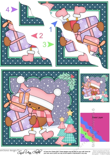 Christmas Bobbin Robin delivers lots of Presents Wavy Corner side stacker Topper