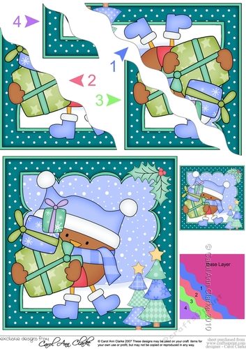 Christmas Bobbin Robin delivers lots of Presents Wavy Corner side stacker Topper