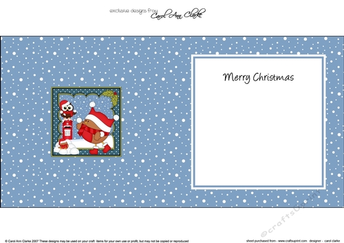 Christmas Bobbin Robin & Little Hoot Owl have a Snowball Fight matching insert square landscape