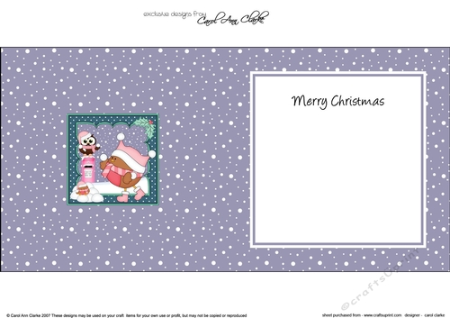 Christmas Bobbin Robin & Little Hoot Owl have a Snowball Fight matching insert square landscape