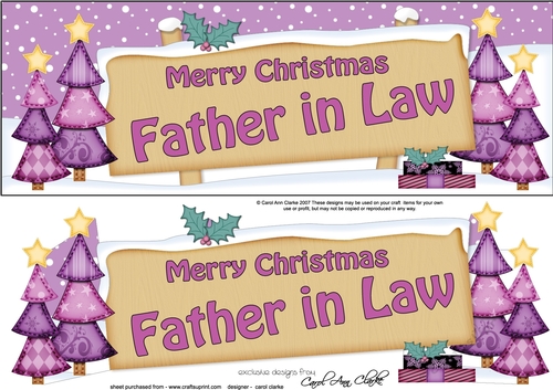 Large DL Christmas Trees FATHER IN LAW Signpost 3D Decoupage