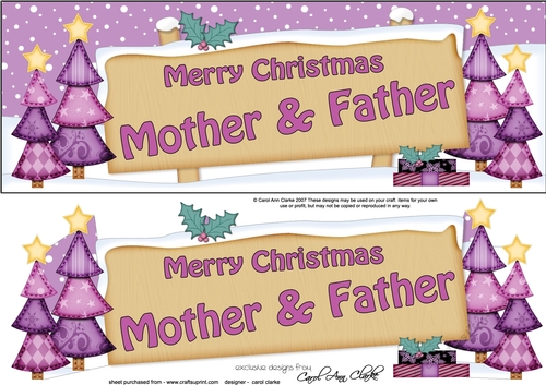 Large DL Christmas Trees MOTHER & FATHER Signpost 3D Decoupage