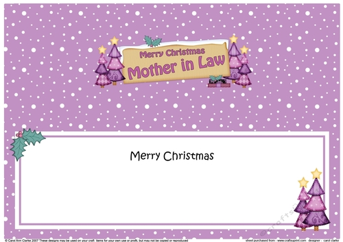 large DL Christmas MOTHER IN LAW Trees Signpost insert