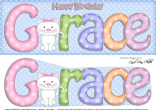 Large DL Birthday GRACE 3D decoupage
