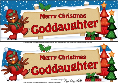 large DL Christmas GODDAUGHTER Robin Signpost 3d decoupage