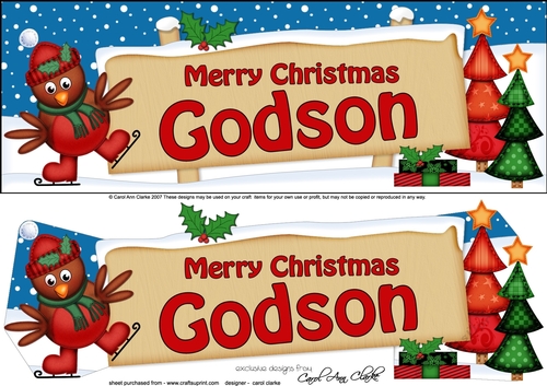 large DL Christmas GODSON Robin Signpost 3d decoupage