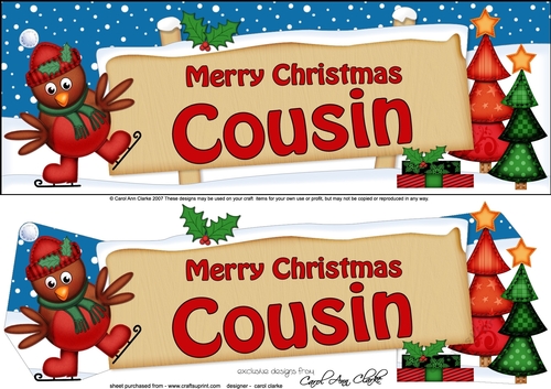 large DL Christmas COUSIN Robin Signpost 3d decoupage