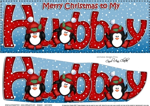 Large DL Merry Christmas HUBBY 3D decoupage 