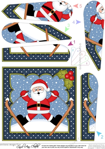 Christmas OOps Santa goes Skiing Fan Pyramage Topper