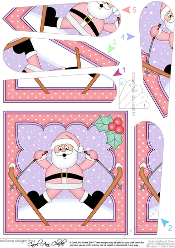 Christmas OOps Santa goes Skiing Fan Pyramage Topper