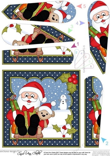 Christmas Santa delivers Presents on his Sledge Fan Pyramage Topper