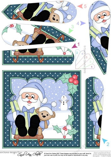 Christmas Santa delivers Presents on his Sledge Fan Pyramage Topper