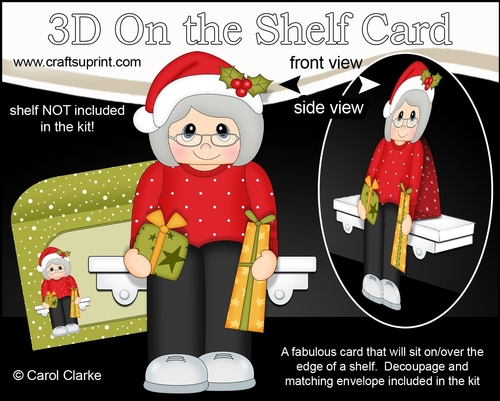 3D On the Shelf Card Kit - Christmas Jumper Old Lady delivers the Presents