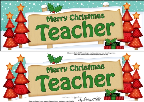 Large DL Christmas Trees TEACHER Signpost 3D Decoupage