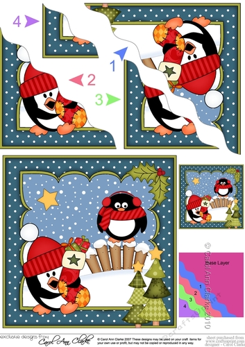 Christmas Pip Penguin & Friend have a Christmas Stocking Wavy Corner side stacker Topper