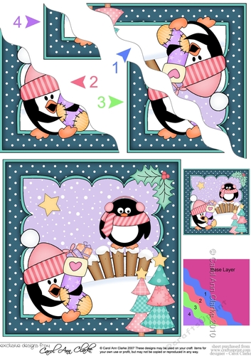 Christmas Pip Penguin & Friend have a Christmas Stocking Wavy Corner side stacker Topper