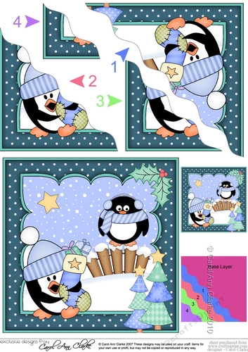 Christmas Pip Penguin & Friend have a Christmas Stocking Wavy Corner side stacker Topper