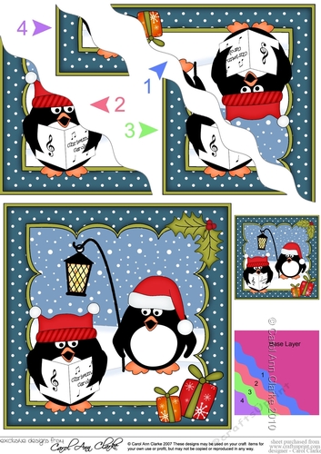 Christmas Pip Penguin & Friend go Carol Singing Wavy Corner side stacker Topper