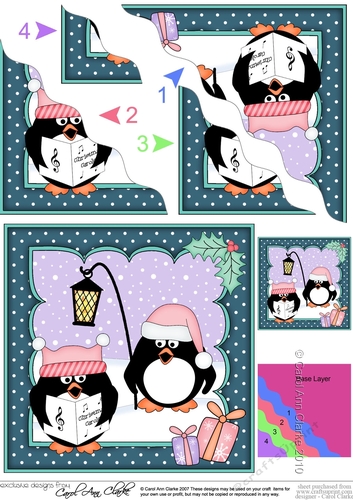Christmas Pip Penguin & Friend go Carol Singing Wavy Corner side stacker Topper