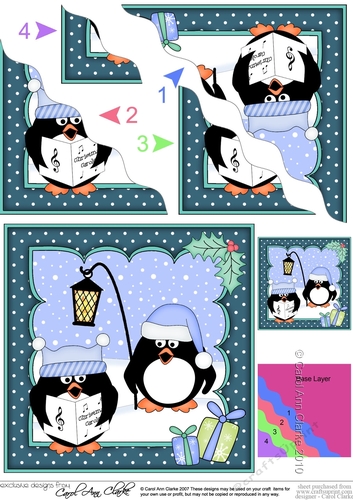 Christmas Pip Penguin & Friend go Carol Singing Wavy Corner side stacker Topper