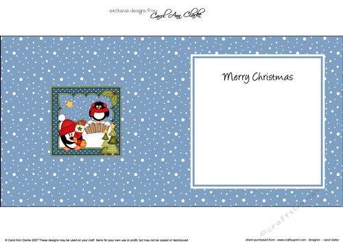 Christmas Pip Penguin & Friend have a Christmas Stocking insert square landscape