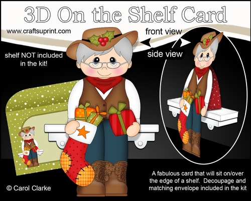 3D On the Shelf Card Kit - Christmas Line Dancer Alfred is having fun at the Hoedown