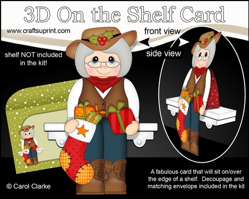 3D On the Shelf Card Kit - Christmas Line Dancer Nell is having fun at the Hoedown